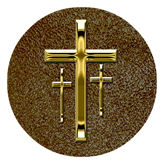 DAROUND 517 GD SH BR Gold 3 Crosses Shimmer Brown Background